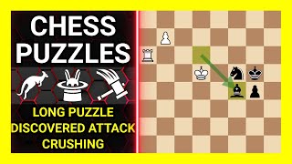 Chess Puzzles to Practice Themes Long puzzle Discovered attack Crushing Learn Chess [upl. by Ahselaf]