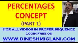 Percentages Concept and Tricks by Dinesh Miglani  BUYING PENDRIVE CAT CLAT SSC IPM CALL9215514435 [upl. by Cassi553]