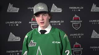 2024 QMJHL Draft  Benjamin CossetteAyotte after being drafted by the ValdOr Foreurs [upl. by Kirred]