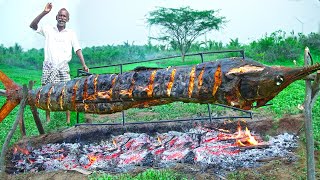 ANACONDA SIZE MONSTER SAIL FISH GRILLED RECIPE  BONELESS Fish Traditional Village Recipe Grandpa [upl. by Jerrylee]