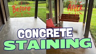 VALSPAR Concrete Staining  EAGLE oilbased sealer  Stained porch [upl. by Loar]