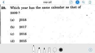 Civil Services 2019Qn A59 Which year has the same calendar as that of 2009 [upl. by Alley]