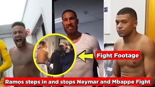 Sergio Ramos forced to step in and stop Neymar and Mbappé Dressing Room Fight [upl. by Annaer743]