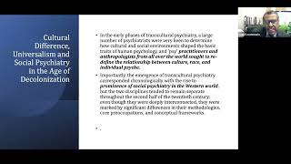 Transcultural Psychiatry The Impact of Culture on Mental Health in a Globalization Era [upl. by Sinnoda]