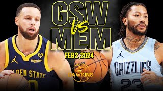 Golden State Warriors vs Memphis Grizzlies Full Game Highlights  February 2 2024  FreeDawkins [upl. by Kcired]