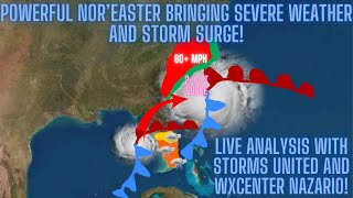 Powerful Noreaster Brings Storm Surge And Severe Weather Ft Storms United and WxCenterNazario [upl. by Irem]