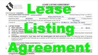 Lease Listing Agreement CAR Form LL  Rental Property Owner Disclosure and Questionnaire [upl. by Anividul]