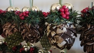 How To Folded Fabric Pinecone Ornaments [upl. by Vashtee418]