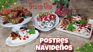 🎄 3 Postres NAVIDAD para VENDER recetas FACILES ☃️ Brownies 💥 Galletas y Donitas 🍩 [upl. by Meisel]