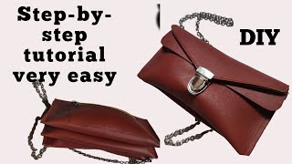 DIY Easy clutch purse How to make three compartment purse Free sewing tutorialEasy and detailed [upl. by Sihun]