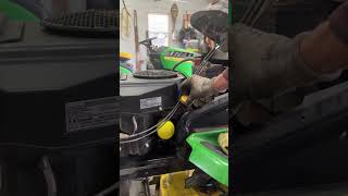 How to check the oil level on a John Deere with a Kawasaki Motor [upl. by Harwill]