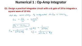 OPAMP Integrator Numerical 1 [upl. by Drawyeh]