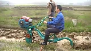 MIni Paddy Field Rice Weederfarm cultivatorrotary power tiller agricul tural [upl. by Shepp]