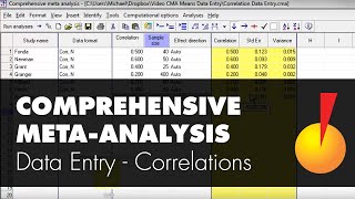 Basic Data Entry  Correlations  Comprehensive MetaAnalysis [upl. by Aleiram]