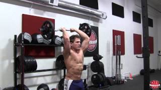 How To Standing Overhead Tricep Extension with EZ Curl Bar [upl. by Airdnua397]