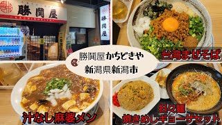 『ラーメン』新潟県民オススメ！！新潟県新潟市の勝鬨屋かちどきや オススメのメニューを頂きました！ラーメン 勝鬨屋 担々麺 焼きめし 麻婆 新潟市 台湾まぜそば [upl. by Assirhc985]