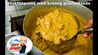 Fläskfilépasta med krämig grönsakssås [upl. by Nileve]