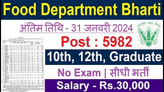 FOOD DEPARTMENT RECRUITMENT 2024FSSAI RECRUITMENT 2024FCI VACANCYGOVT JOBS JAN 2024FEB 2024 [upl. by Pihc]