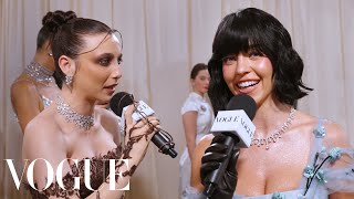 Sydney Sweeneys Stunning Black Wig amp Miu Miu Dress  Met Gala 2024 With Emma Chamberlain  Vogue [upl. by Mallon]