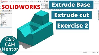 extrude boss base and extrude cut exercise in solidworks for beginner  solidworks tutorial [upl. by Sanjay974]