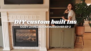 DIY custom built ins  COZY living room makeover EP 2 [upl. by Cornia]