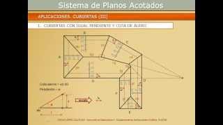 Sistema de Planos Acotados Cubiertas 01 Igual pendiente y cota de alero [upl. by Endor]