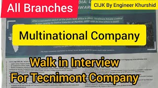 Walk In Interview। Tecnimont Company। Multinational Company। Engineering Jobs। Tecnimont Jobs [upl. by Roer407]