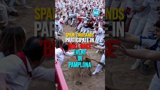 Spain Thousands Participate In Bull Race Event In Pamplona  Watch [upl. by Peterson]