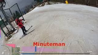 Ski Roundtop ⛷️🏔️⛷️Ramrod Triple Chair Minuteman run and lift HD 4K WTelemetry Chuck filming 2023 [upl. by Lanta]