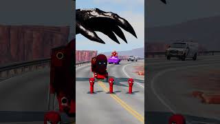 Funny Cars Crossing Triple Spider Man Bollard Gate with Venoms Giant Slap in BeamNGdrive [upl. by Boyt622]