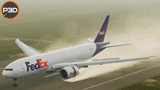 P3Dv5  PMDG 777  Foggy landing in London Stansted [upl. by Airbmak]