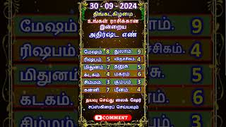 30092024 உங்கள் ராசிக்கான இன்றைய அதிர்ஷ்ட எண்  shorts astrology horoscope luckynumber [upl. by Stillas]