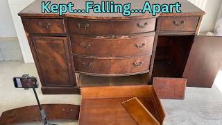 100 Year Old Buffet Kept Falling Apart  Furniture Restoration [upl. by Ivar566]