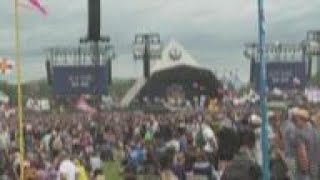 Big Bog mud statue erected at Glastonbury Festival to highlight sanitary issues [upl. by Harriette]