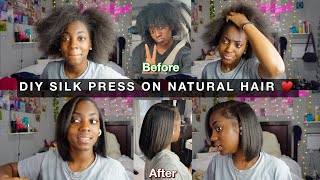 HOW TO SILK PRESS TYPE 4 NATURAL HAIR AT HOME  NO HEAT DAMAGE  NO FRIZZ [upl. by Neehar837]