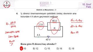 10Sınıf MEB Fizik Kazanım Kavrama Testi3 Elektrik ve Manyetizma3 20202021 [upl. by Odirfliw584]