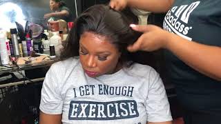 Installing full lace wig LUVME HAIR bald cap method [upl. by Nosittam]