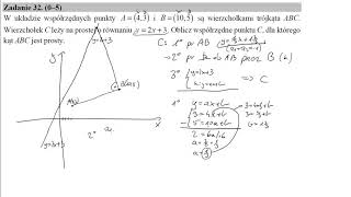 32 W układzie współrzędnych punkty A43 i B105 są wierzchołkami trójkąta ABC Wierzchołek C leży [upl. by Pressman852]