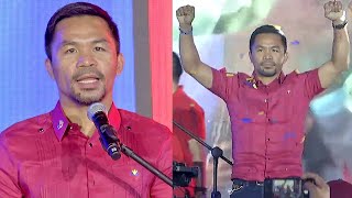 MANNY PACQUIAO ANNOUNCES RUN FOR PRESIDENT GIVES INSPIRING SPEECH TO ANNOUNCE CAMPAIGN  FULL VIDEO [upl. by Anar]