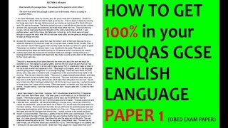 EDUQAS GCSE English Language ALL QUESTIONS Paper 1 Video OBED [upl. by Rocky]