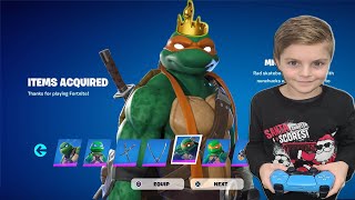 Gifting My 10 Year Old Kid ALL The NEW Fortnite Teenage Mutant Ninja Turtles instruments Challenge [upl. by Taylor]