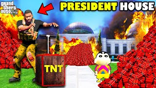 Franklin Blowing Up THE PRESIDENT HOUSE in GTA 5  SHINCHAN and CHOP [upl. by Eseila]