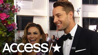 Justin Hartley amp Chrishell Stause Gush About Walking The Globes Carpet As Newlyweds  Access [upl. by Ppilihp]