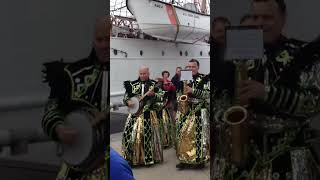 Philadelphia Mummers marching past USCGC Eagle at Tall Ships Festival  Penn’s Landing  June 2015 [upl. by Romano]