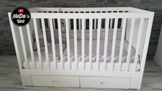 IKEA STUVA Babybett 70x140cm mit 2 Schubfäche in weiß  Leicht runter stellen  Teil 2 [upl. by Aztinay]