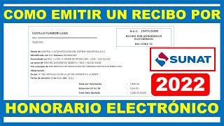 Como emitir un recibo por honorario electrónico 2022  Sunat [upl. by Chapa]