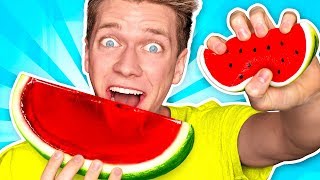 Making CANDY out of SQUISHY FOOD JELLO WATERMELON Learn How To DIY Squishies Food Challenge [upl. by Tanner370]