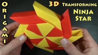 Origami 3D Transforming Ninja Star designed by Ray Bolt [upl. by Marney]