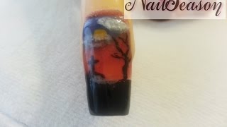 uñas decoradas halloween  como hacer uñas efecto neblina y rocio [upl. by Carli145]