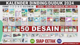 Kumpulan Kalender Dinding dan Duduk 2024 Editable Masehi Jawa Hijriah Siap CETAK CDR PSD Calendar [upl. by Sabella]